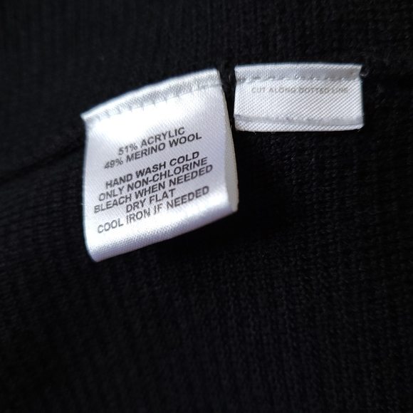 Loft Black Cardigan 49% Wool Sweater Small Shrug Open Front Waist Length - Picture 5 of 5